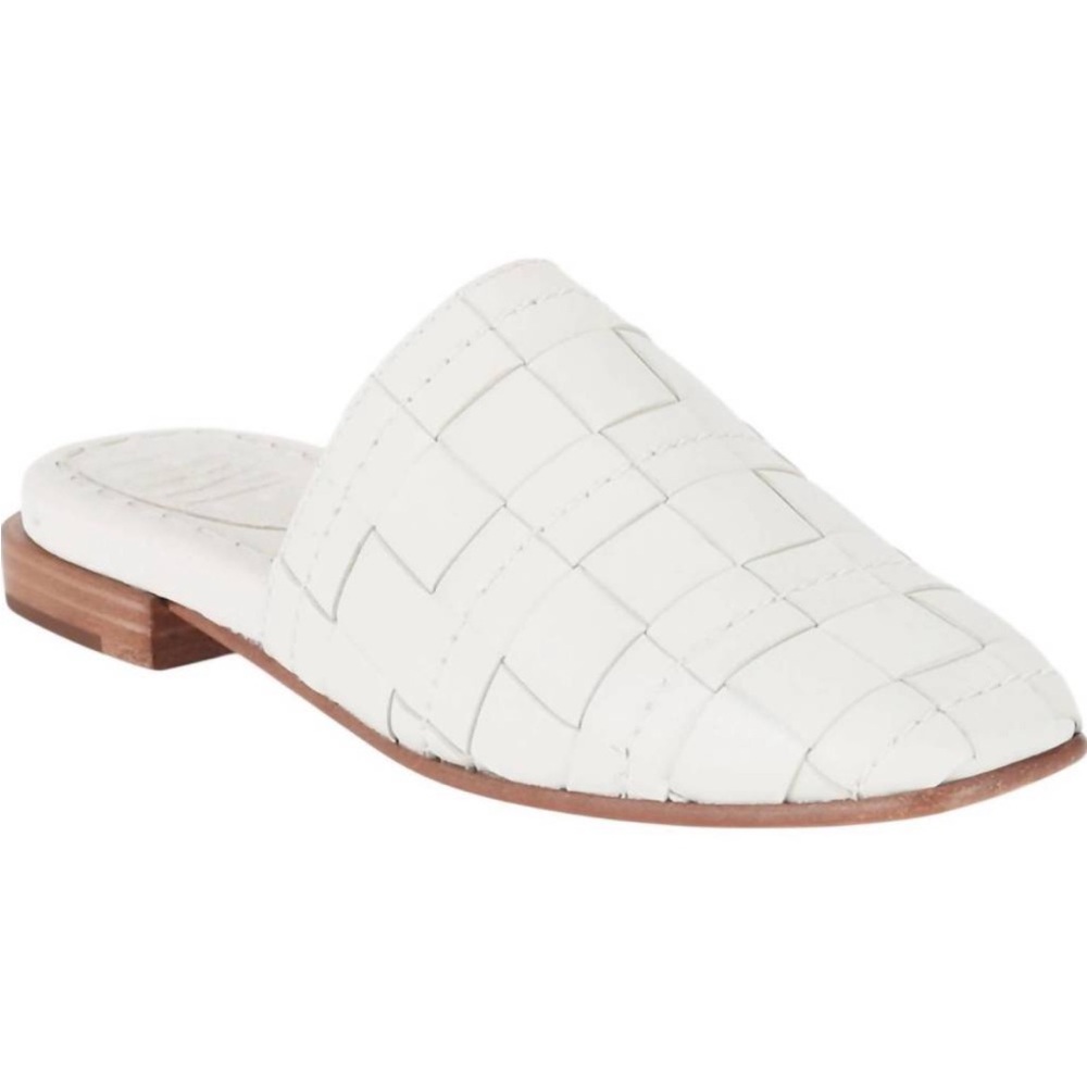 Frye Cara Mules Woven Leather Low Heel Slip On Shoes Womens 8M White